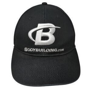 Bodybuilding Snapback Hat Solid Black One Size Embroidered Adjustable